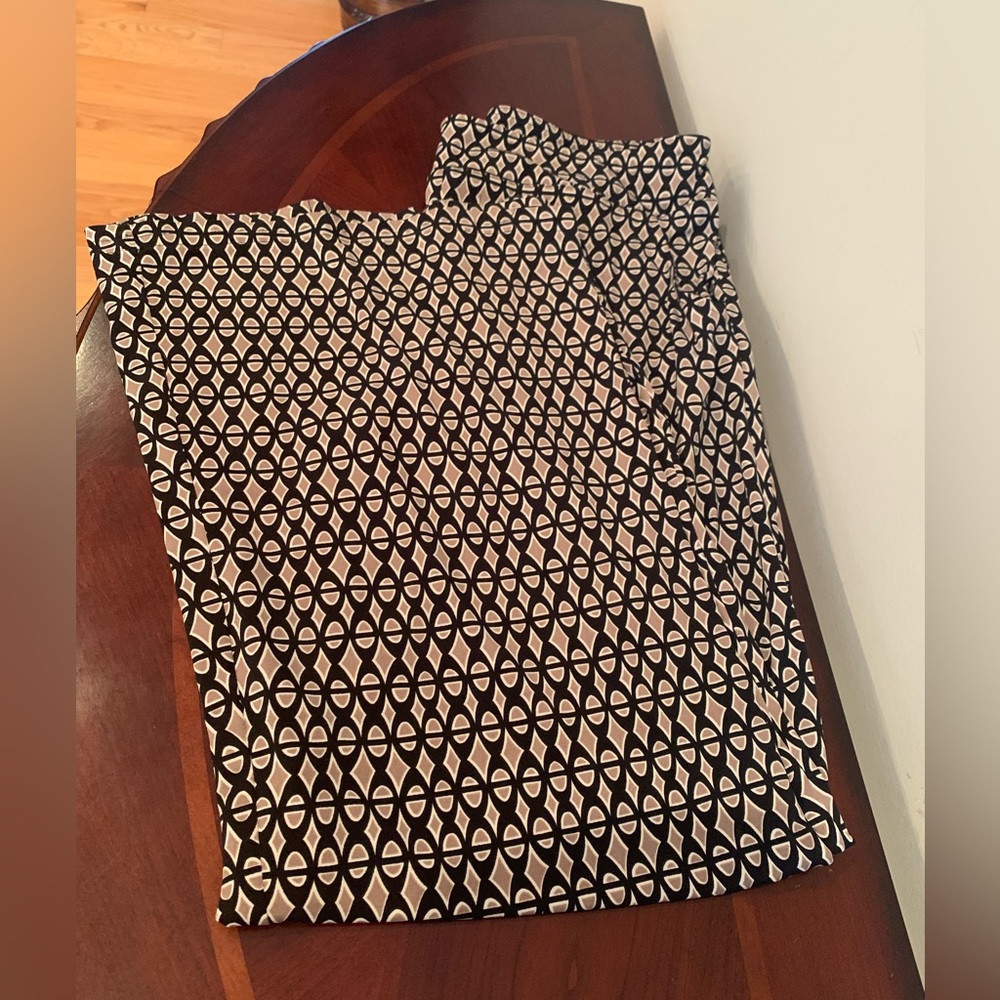 Joseph Ribkoff Black and Tan Geometric Wide Leg Pants